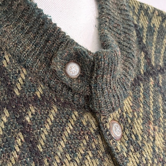 Laypun Men's Green Plaid Cardigan Wool Blend Made in Spain Medium - Picture 2 of 7